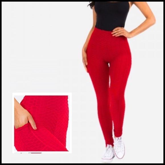Pants - BRAZILIAN Body Sculpting Leggings - Red